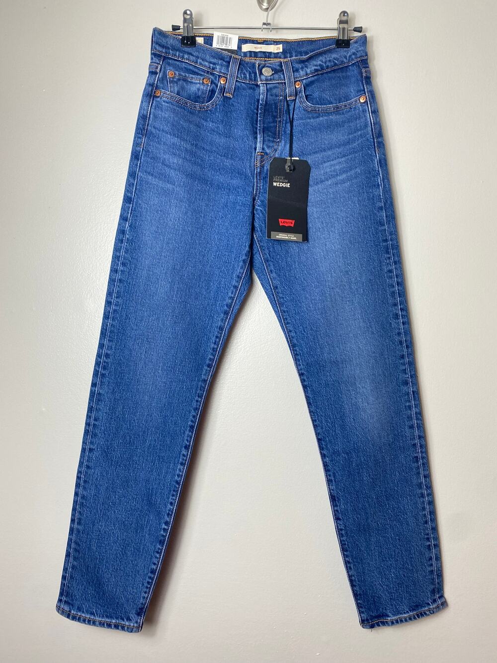 LEVI'S JEANS 25 BLUE WEDGIE PREMIUM ICON FIT ANKLE CHARLESTON MOVES DENIM TAPER